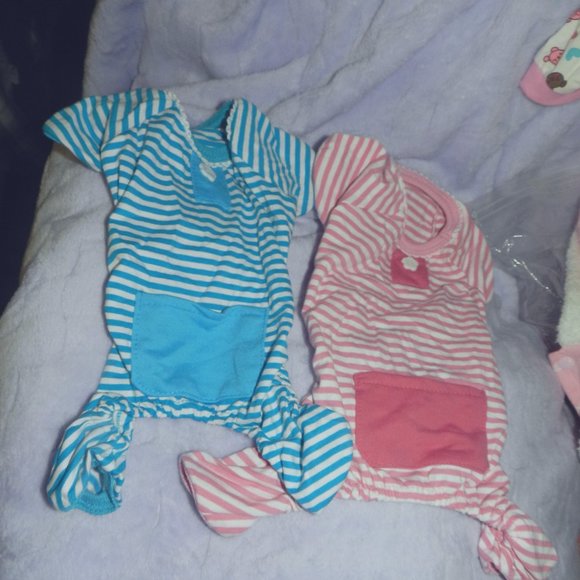 NWOT Adoriable Dog 🐾Pet Blue/Peach/White Pajamas Set of 2 Small/Medium - Picture 1 of 13